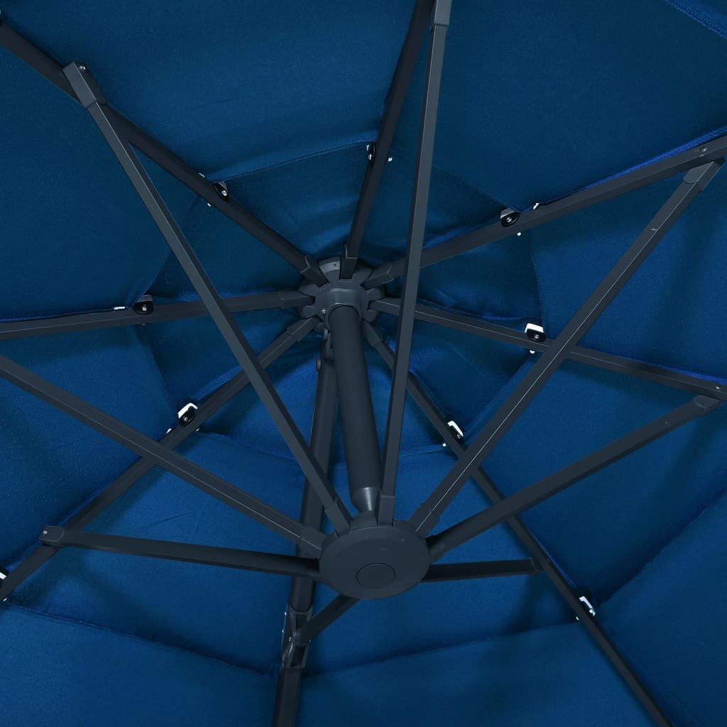 vidaXL 4-tasoinen aurinkovarjo alumiinitanko taivaansininen 3x3 m