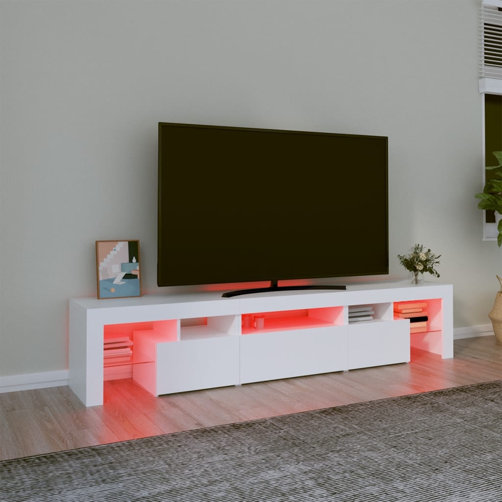 vidaXL TV-taso LED-valoilla valkoinen 200x36,5x40 cm