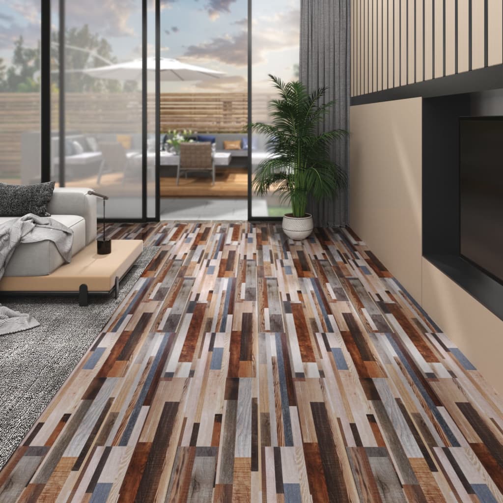 vidaXL PVC-lattialankut 4,46 m² 3 mm itseliimautuva monivärinen