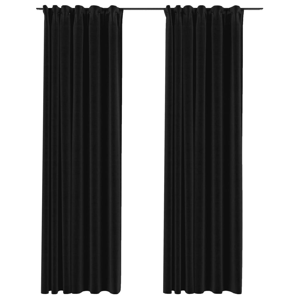 vidaXL Pellavamaiset pimennysverhot koukuilla 2 kpl antras. 140x225 cm