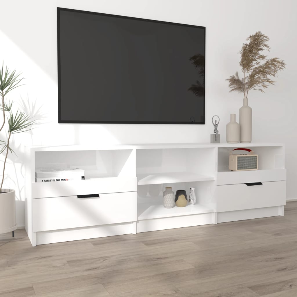 vidaXL TV-taso korkeakiilto valkoinen 150x33,5x45 cm tekninen puu