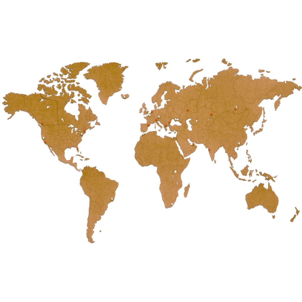 MiMi Innovations Puinen maailmankarttakoriste Luxury ruskea 180x108 cm