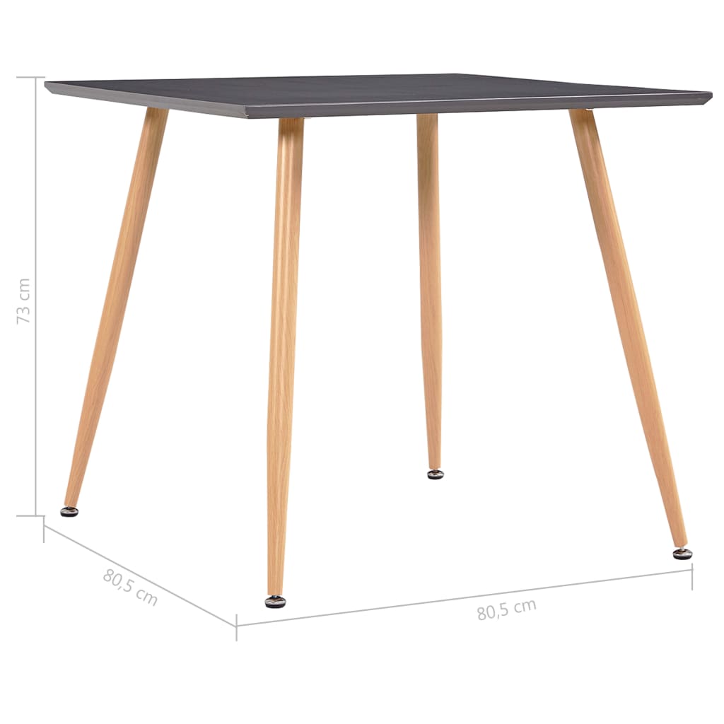 vidaXL Ruokapöytä harmaa ja tammi 80,5x80,5x73 cm MDF