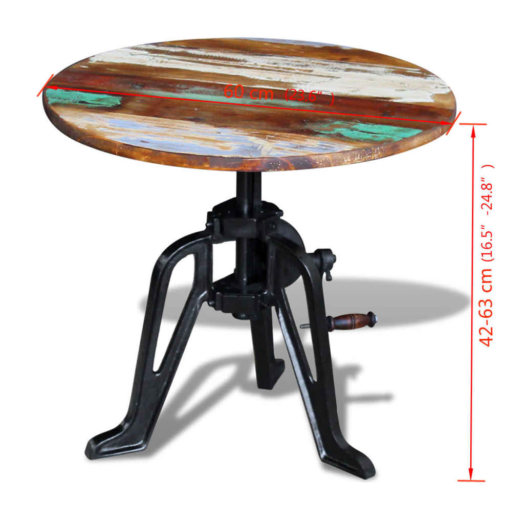 vidaXL Sivupöytä kierrätetty puu ja valurauta 60x(42-63) cm