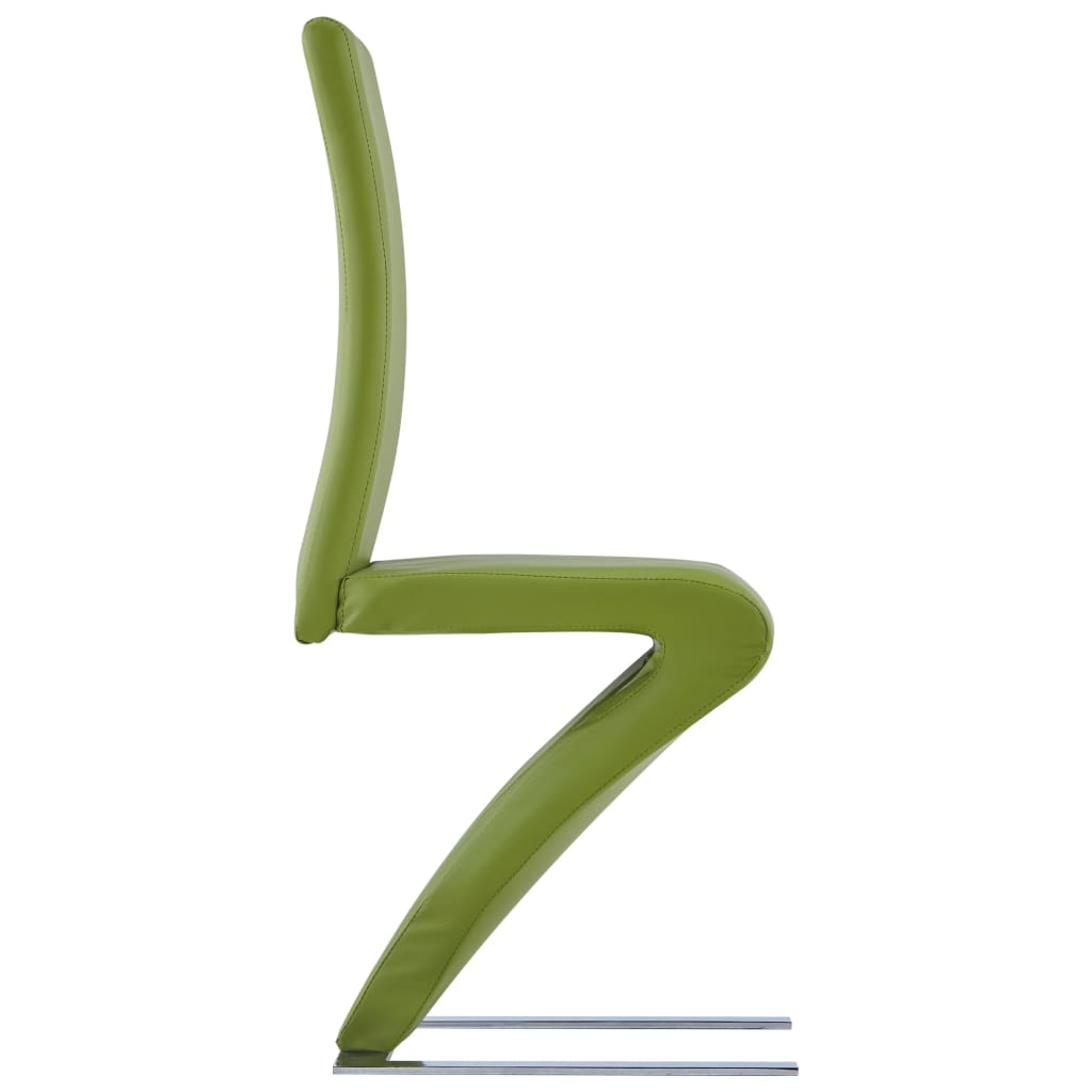 vidaXL Ruokailutuoli Zigzag-muoto 4 kpl vihreä keinonahka