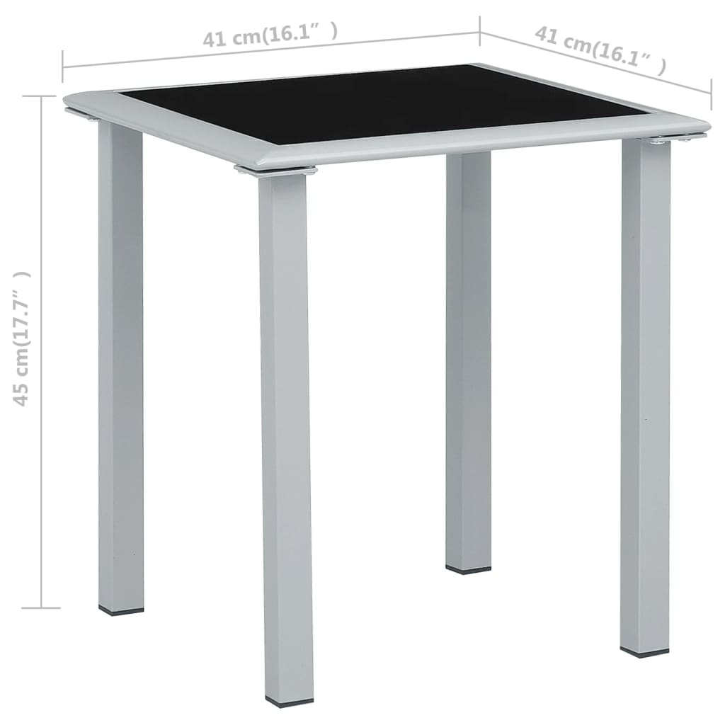 vidaXL Aurinkotuolit 2 kpl ja pöytä alumiini musta