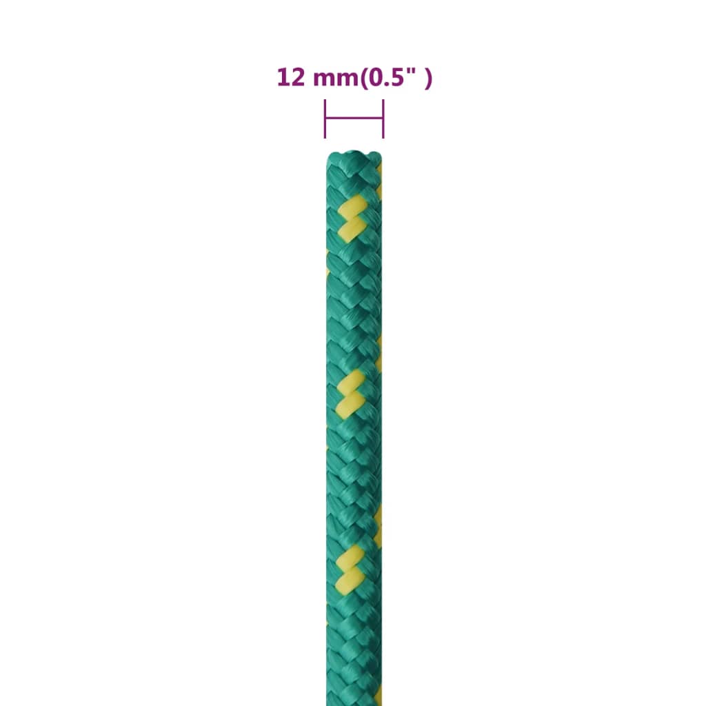vidaXL Veneköysi vihreä 12 mm 250 m polypropeeni