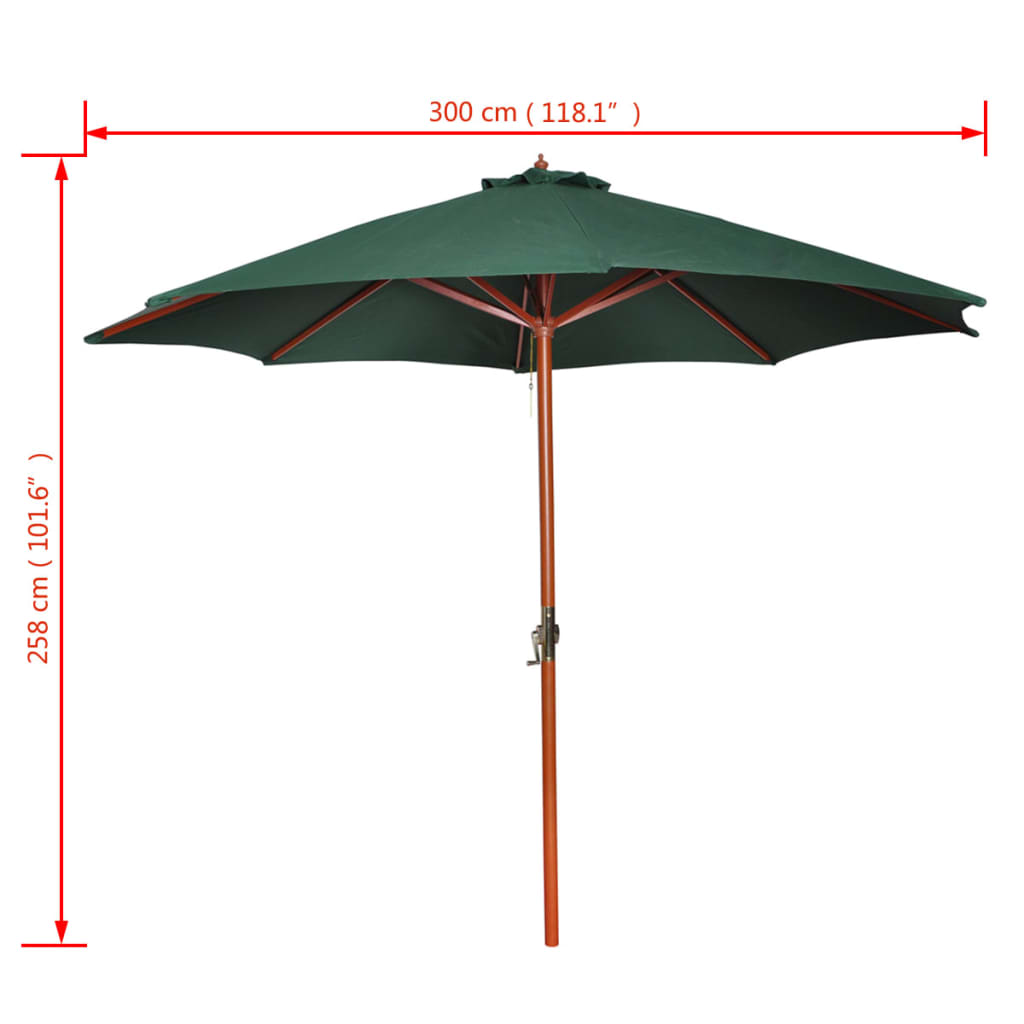 vidaXL Aurinkovarjo vihreä 258 cm