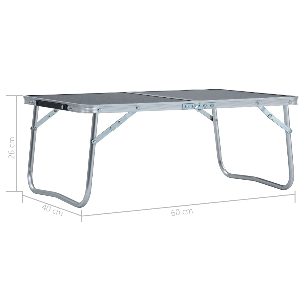 vidaXL Kokoontaitettava retkipöytä harmaa alumiini 60x40 cm