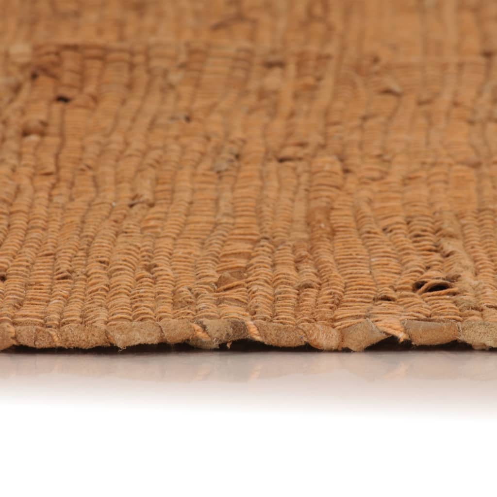 vidaXL Käsin kudottu Chindi-matto nahka 160x230 cm kellanruskea
