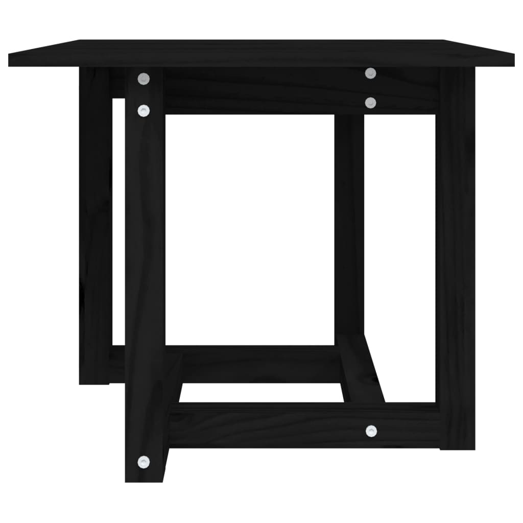 vidaXL Sohvapöytä musta 50x50x45 cm täysi mänty