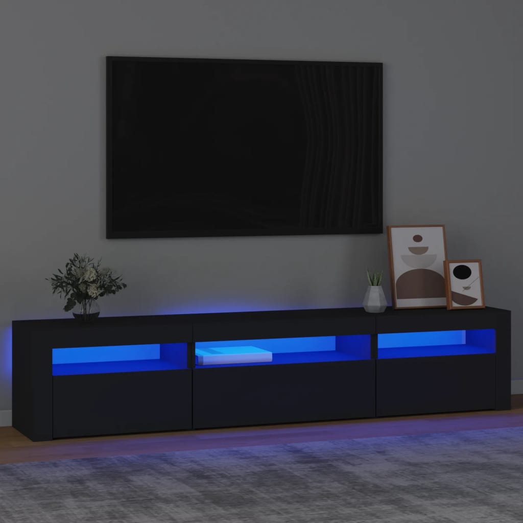 vidaXL TV-taso LED-valoilla musta 195x35x40 cm