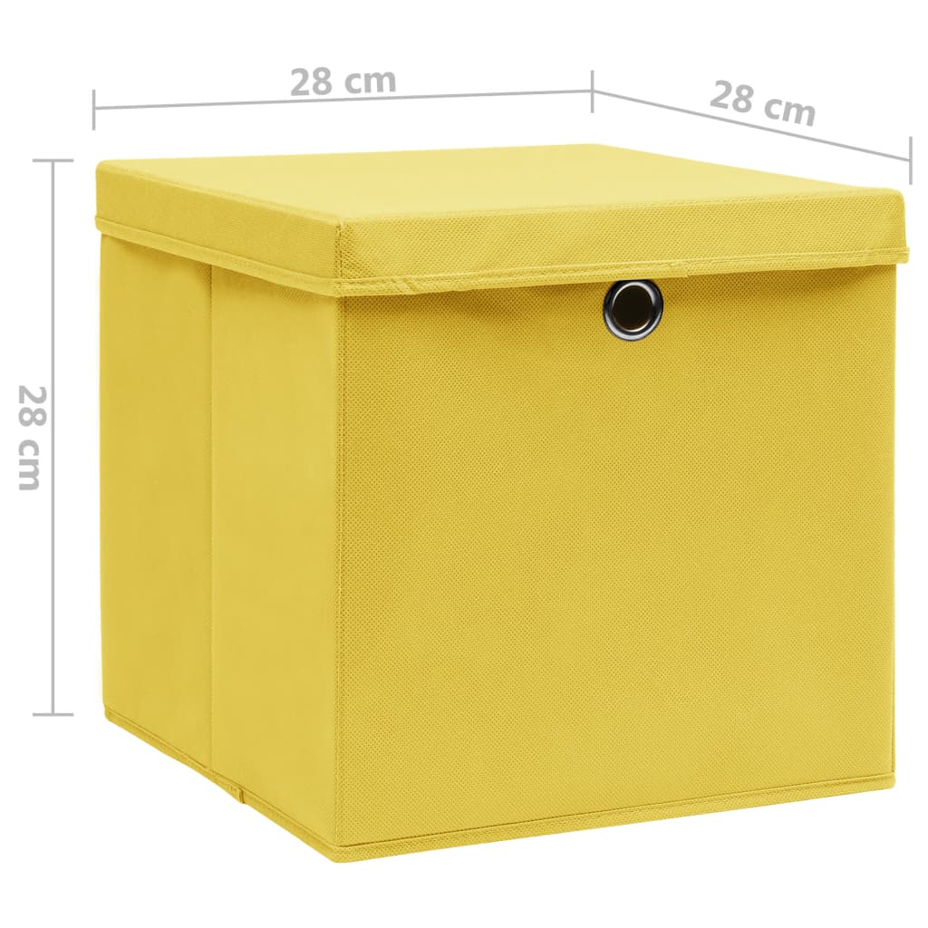 vidaXL Säilytyslaatikot kansilla 10 kpl 28x28x28 cm keltainen