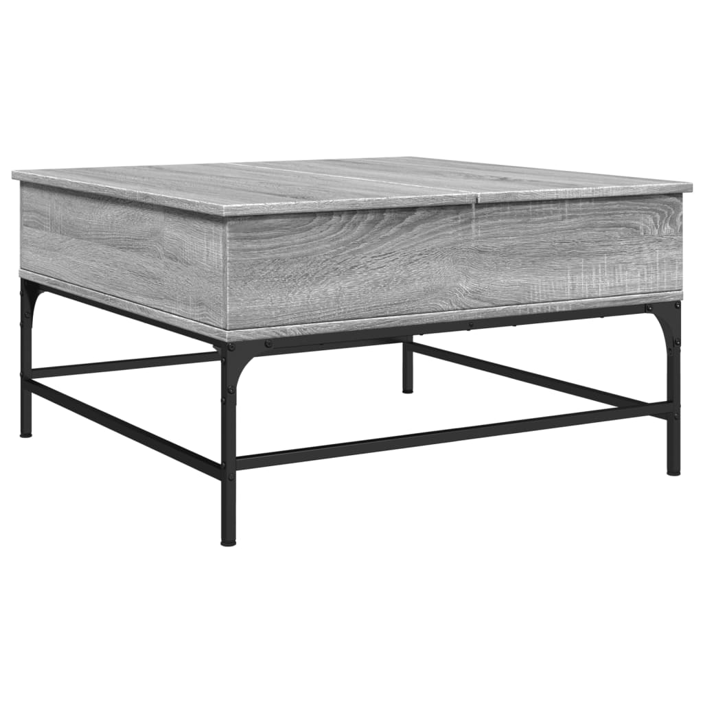 vidaXL Sohvapöytä harmaa Sonoma 80x80x45 cm tekninen puu ja metalli