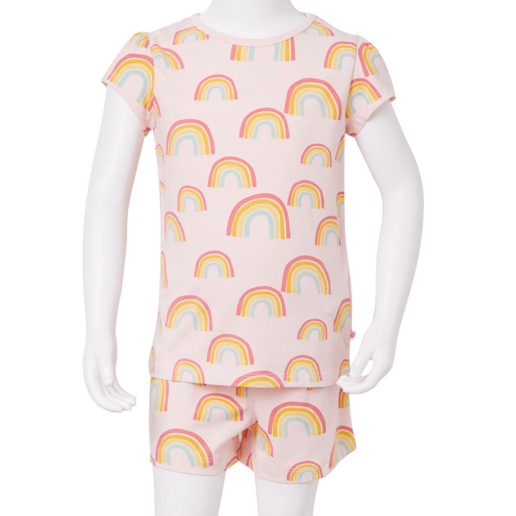Lasten lyhythihainen pyjama pehmeä pinkki 104