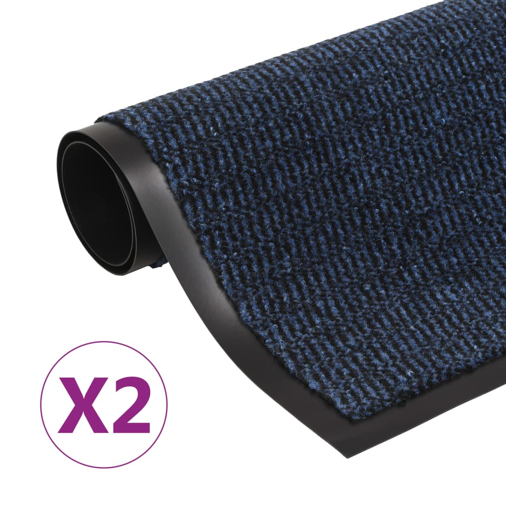 vidaXL Kuramatot 2 kpl suorakulmainen nukkapinta 90x150 cm sininen