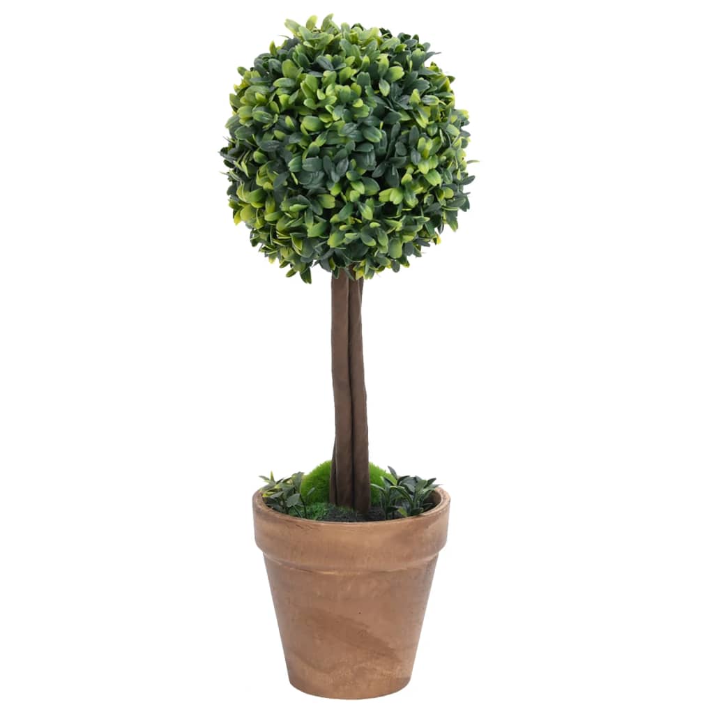 vidaXL Keinotekoinen puksipuukasvi ruukussa 2 kpl vihreä pallo 41 cm