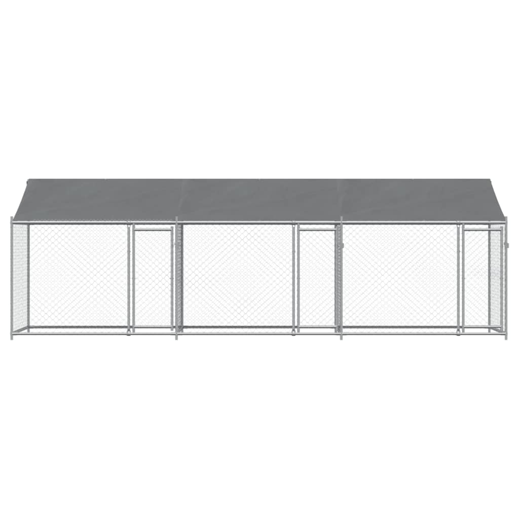 vidaXL Koiranhäkki katolla ja ovilla harmaa 6x2x2 m galvanoitu teräs