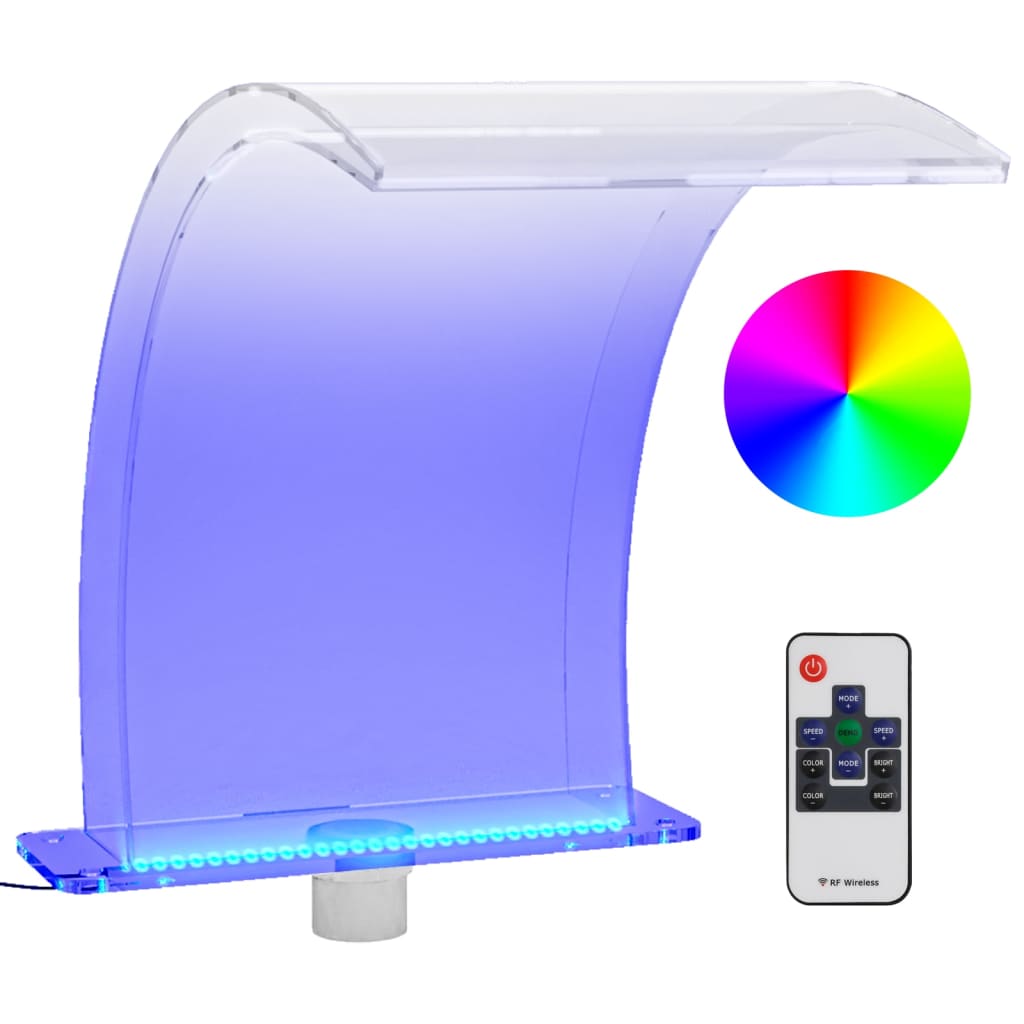 vidaXL Uima-altaan suihkulähde RGB LED-valot, liitinsarja akryyli 50cm