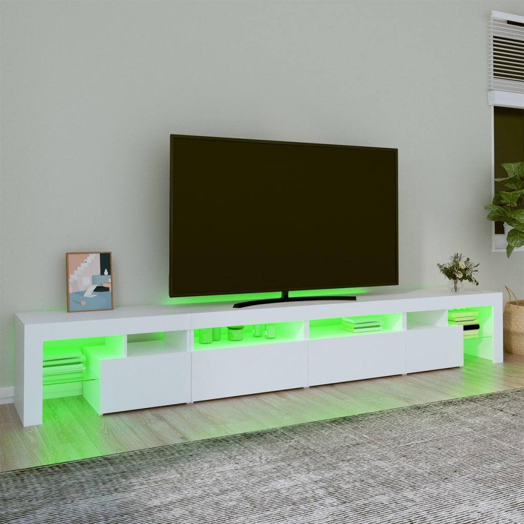 vidaXL TV-taso LED-valoilla valkoinen 260x36,5x40 cm