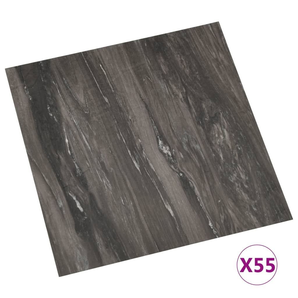 vidaXL Itsekiinnittyvä lattialankku 55 kpl PVC 5,11 m² tummanharmaa