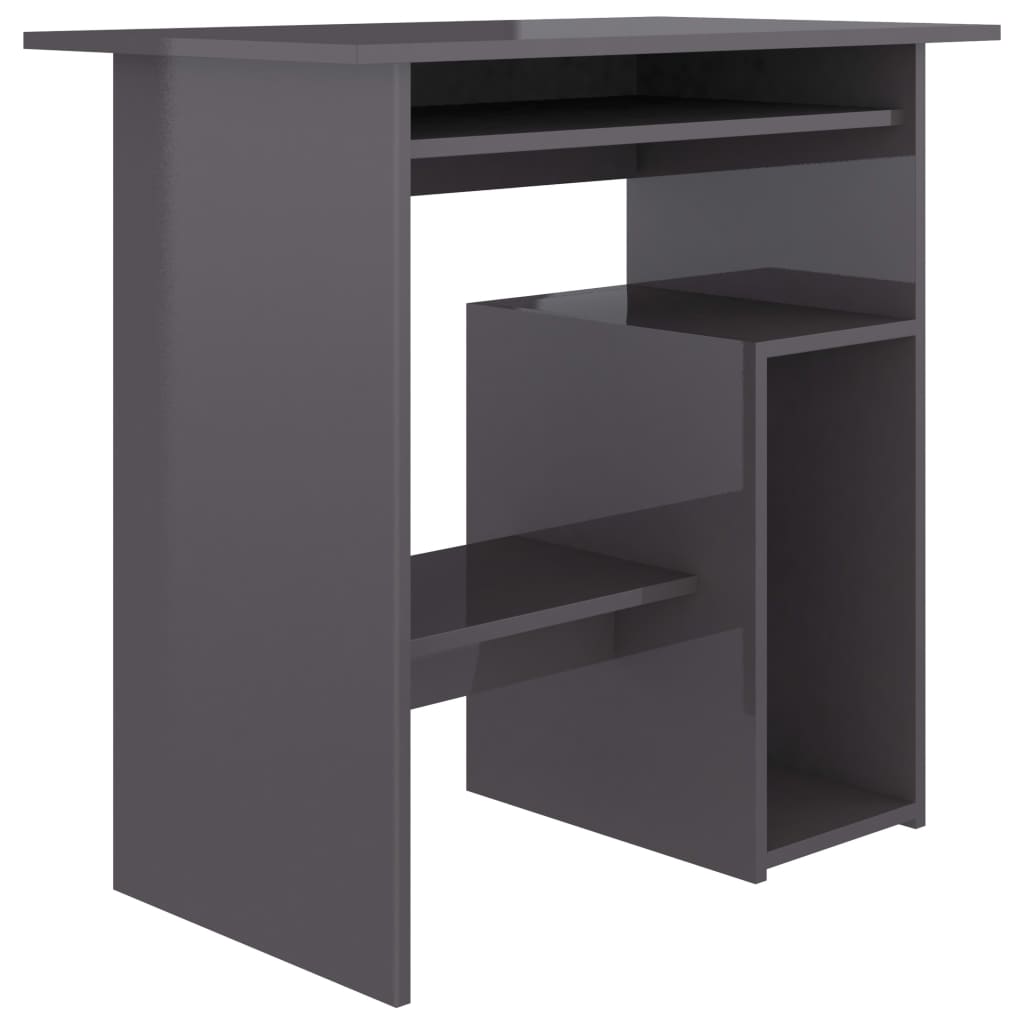 vidaXL Työpöytä korkeakiilto harmaa 80x45x74 cm lastulevy