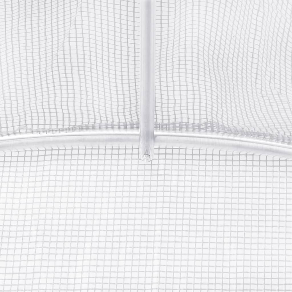 vidaXL Kasvihuone teräsrungolla valkoinen 24 m² 6x4x2 m