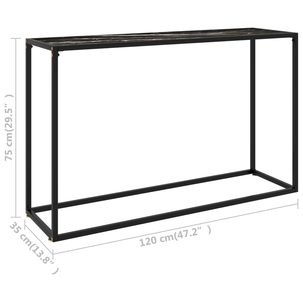 vidaXL Konsolipöytä musta 120x35x75 cm karkaistu lasi