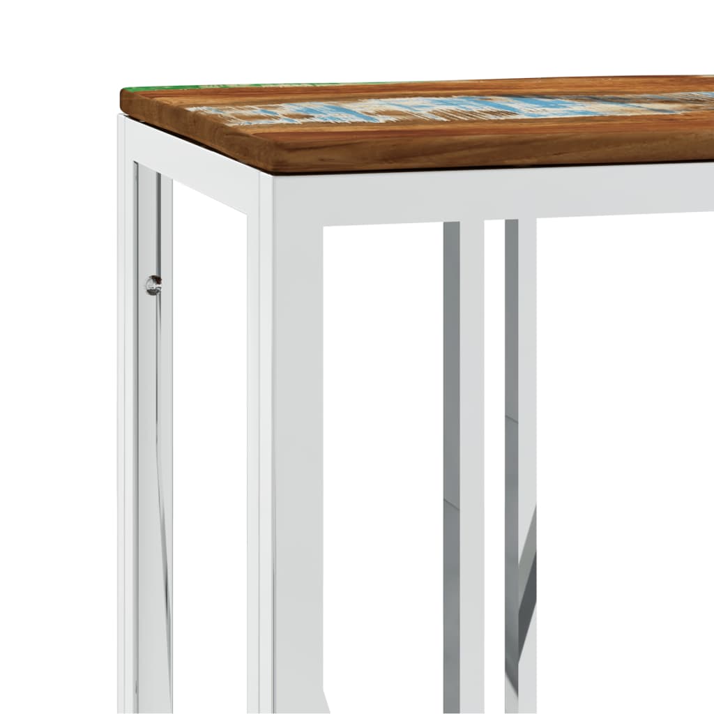 vidaXL Konsolipöytä hopea ruostumaton teräs ja kierrätetty täyspuu