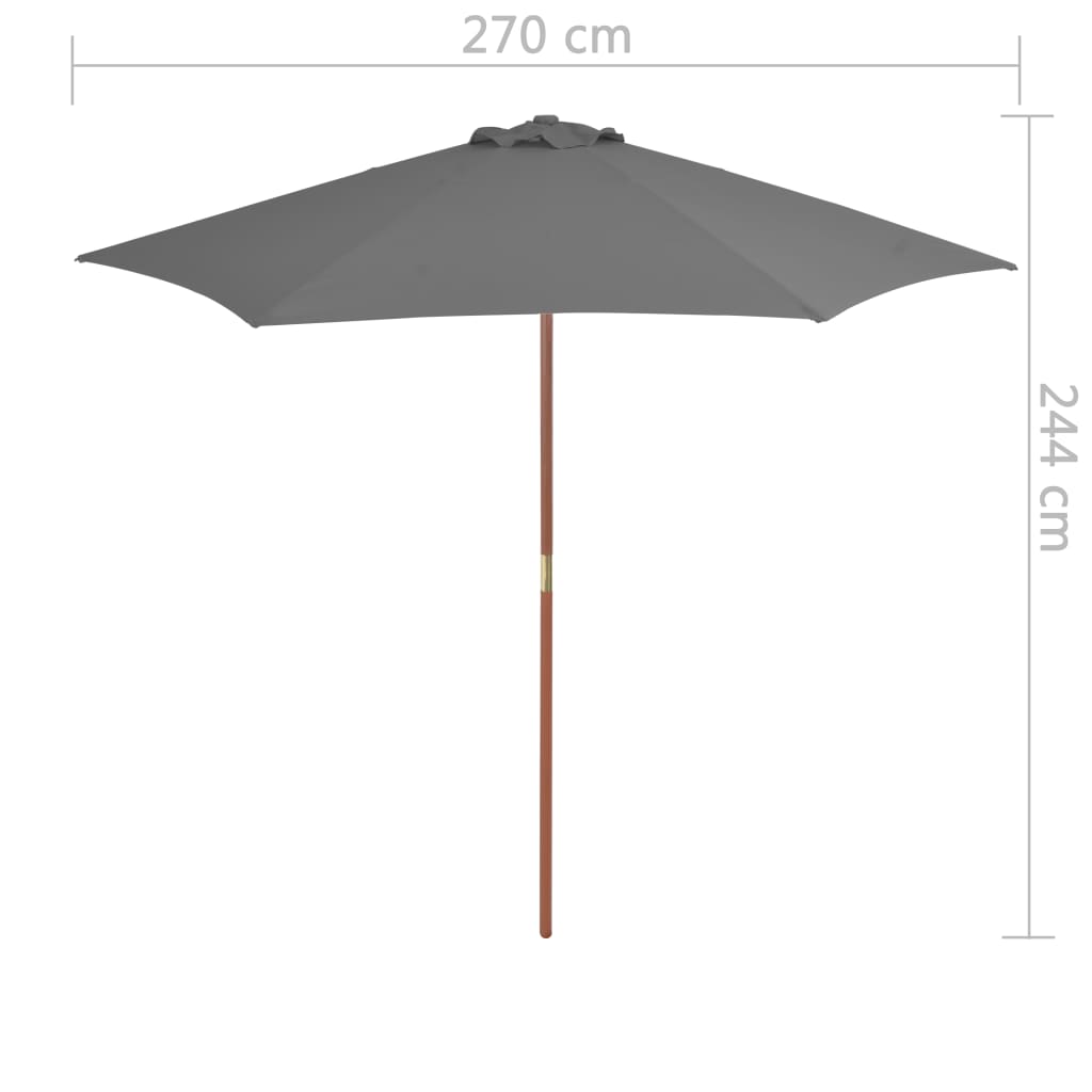 vidaXL Aurinkovarjo puurunko 270 cm antrasiitti