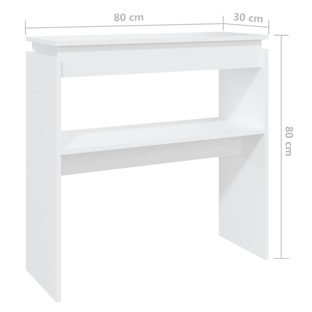 vidaXL Konsolipöytä valkoinen 80x30x80 cm lastulevy