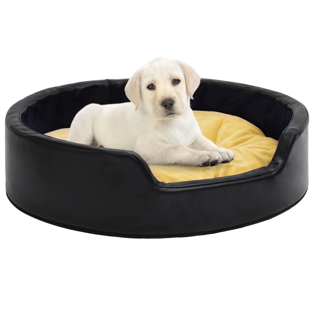 vidaXL Koiran peti musta ja keltainen 99x89x21 cm plyysi ja keinonahka