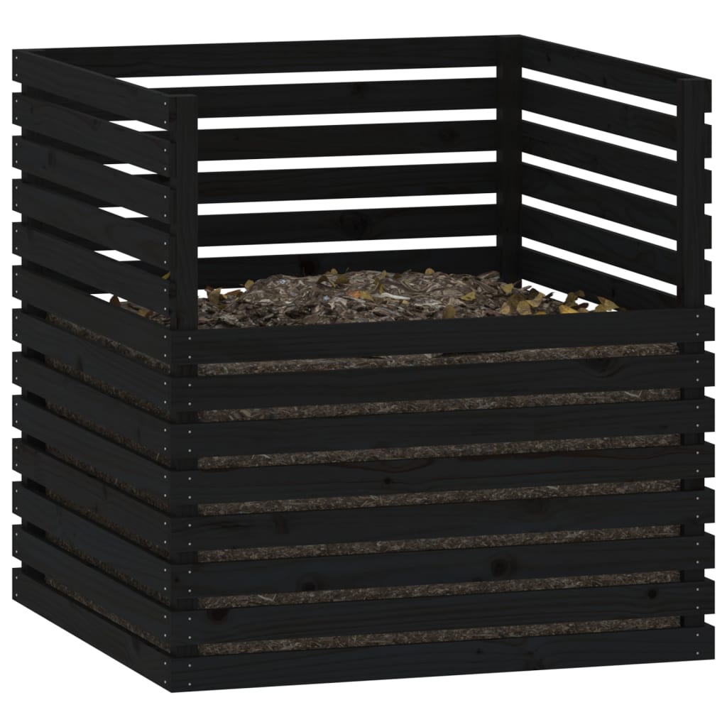 vidaXL Komposti musta 100x100x102 cm täysi mänty