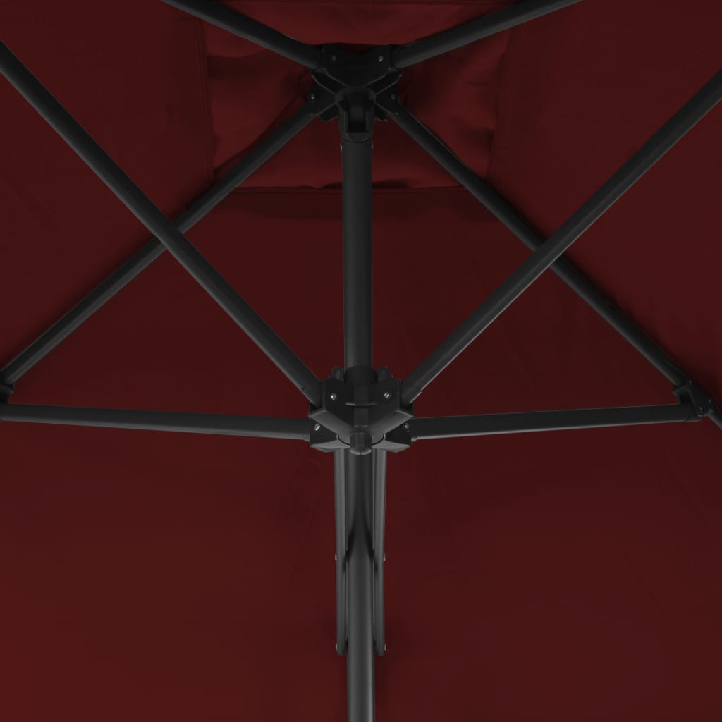 vidaXL Aurinkovarjo terästangolla viininpunainen 250x250x230 cm