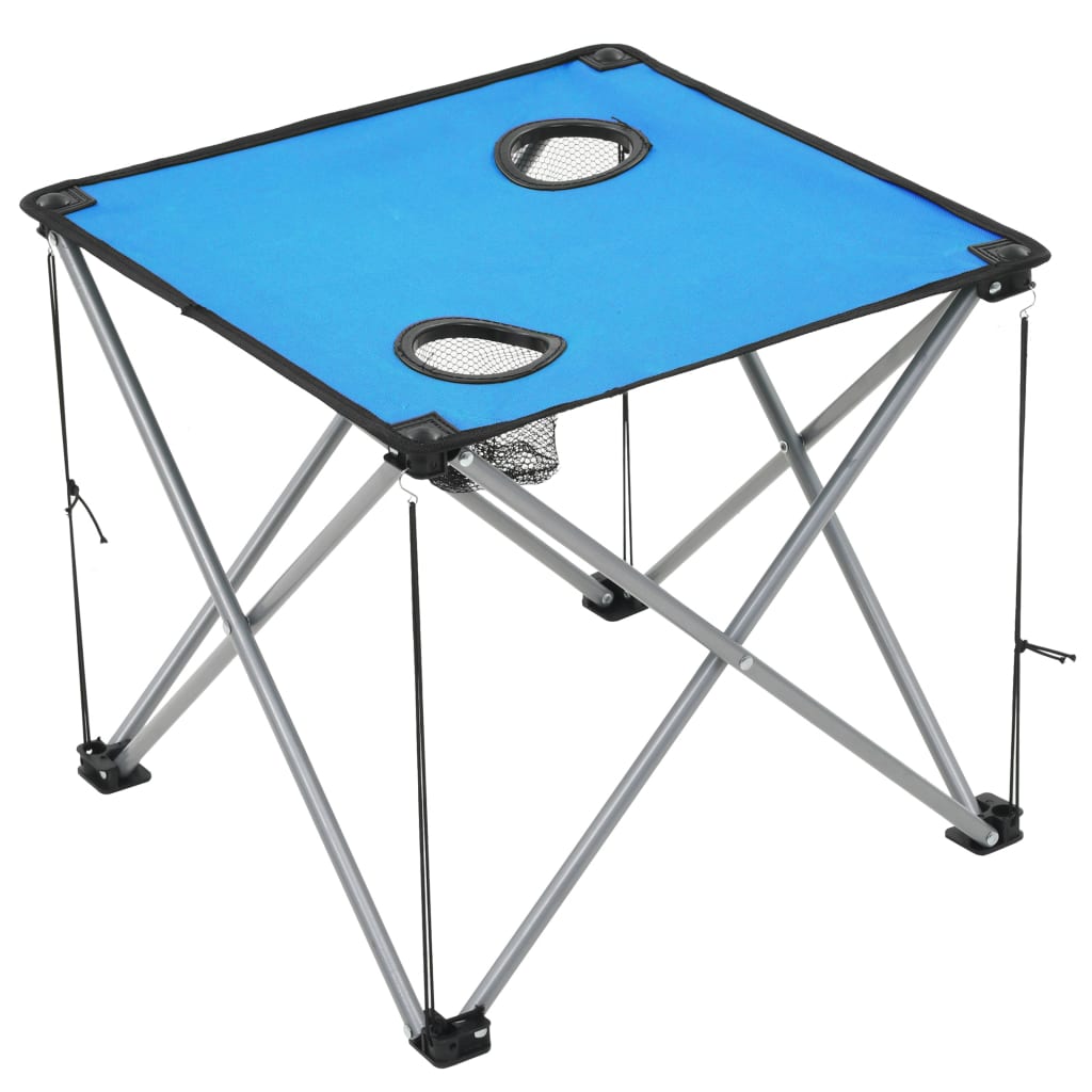 vidaXL Retkeilypöytä ja -tuoliryhmä 3 osaa sininen