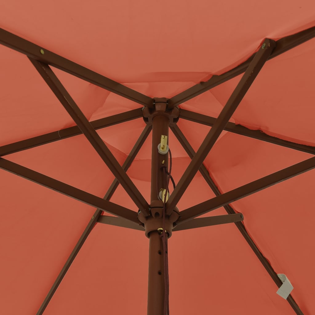 vidaXL Puutarhan aurinkovarjo puutolppa terrakotta 196x231 cm