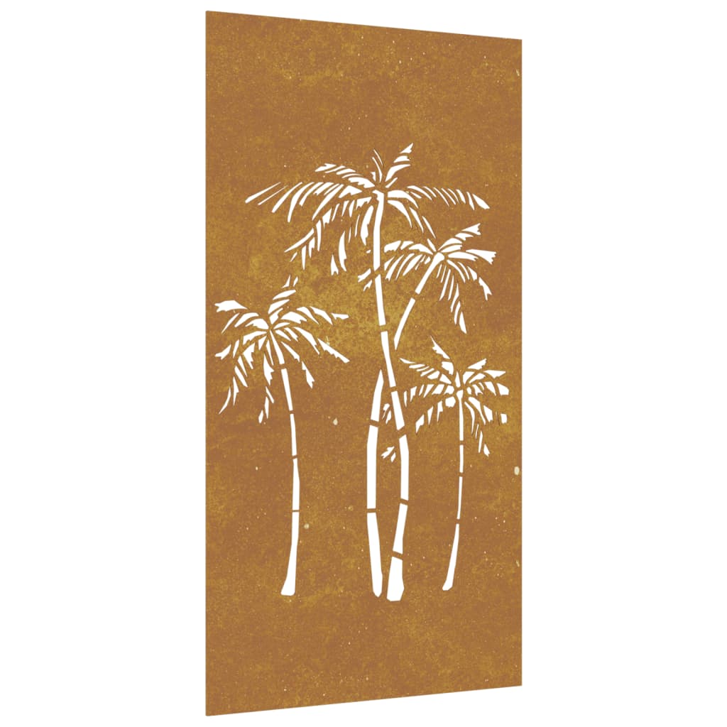vidaXL Puutarhaseinäkoriste 105x55 cm corten teräs palmukuvio