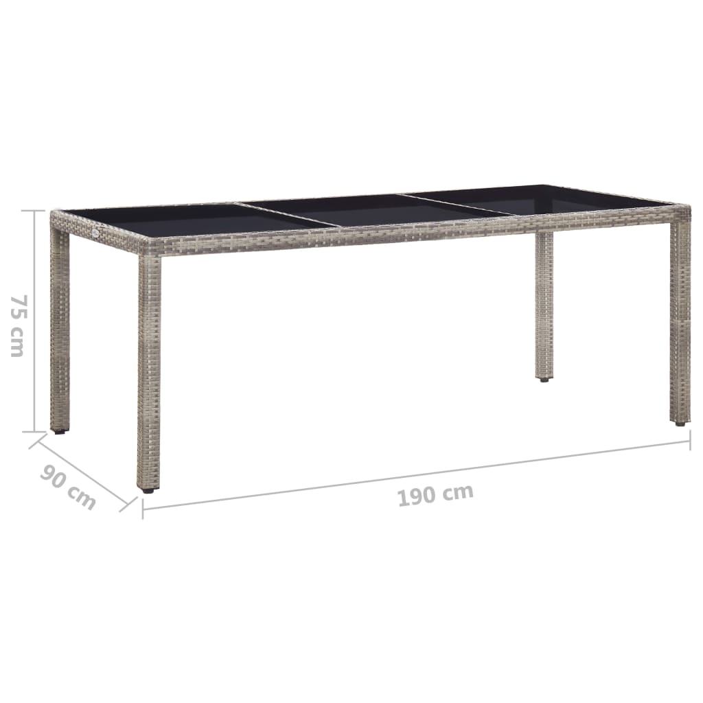 vidaXL Puutarhapöytä harmaa 190x90x75 cm polyrottinki