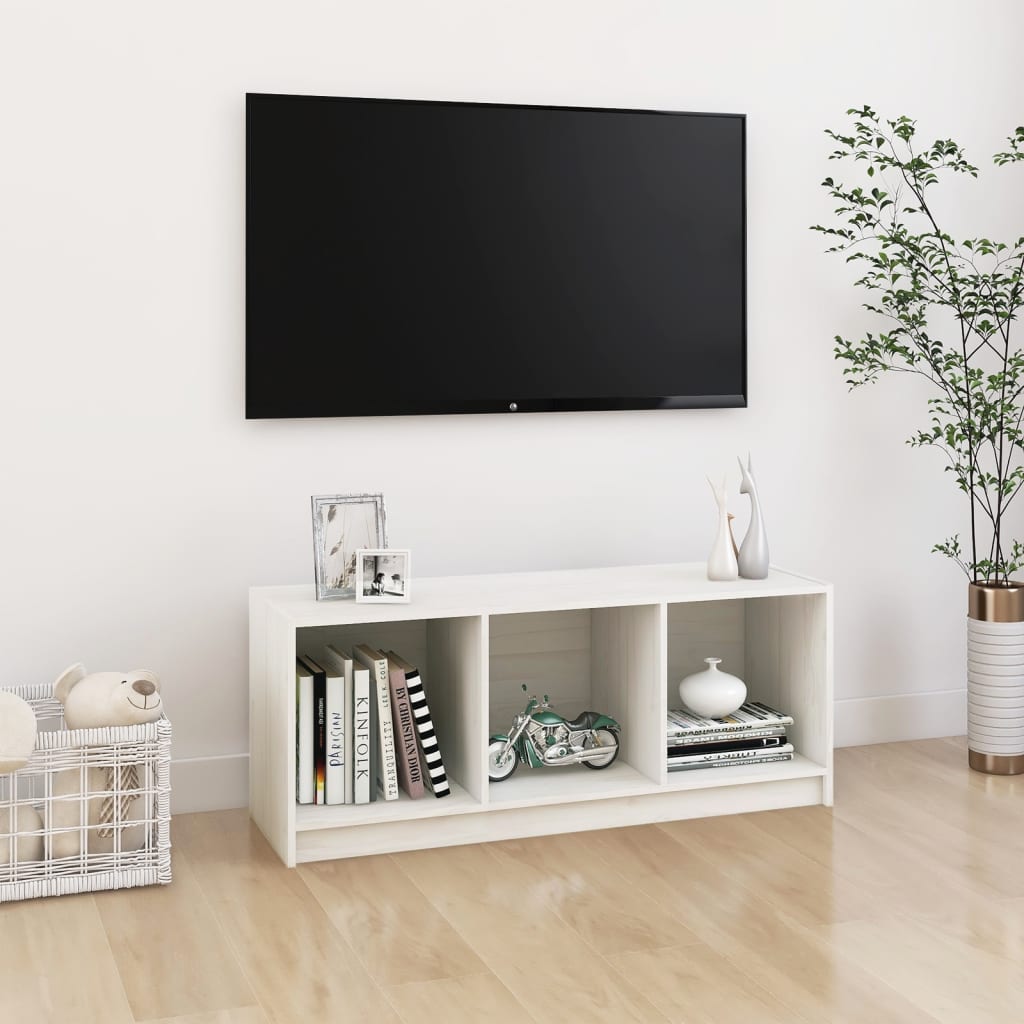 vidaXL TV-taso valkoinen 104x33x41 cm täysi mänty