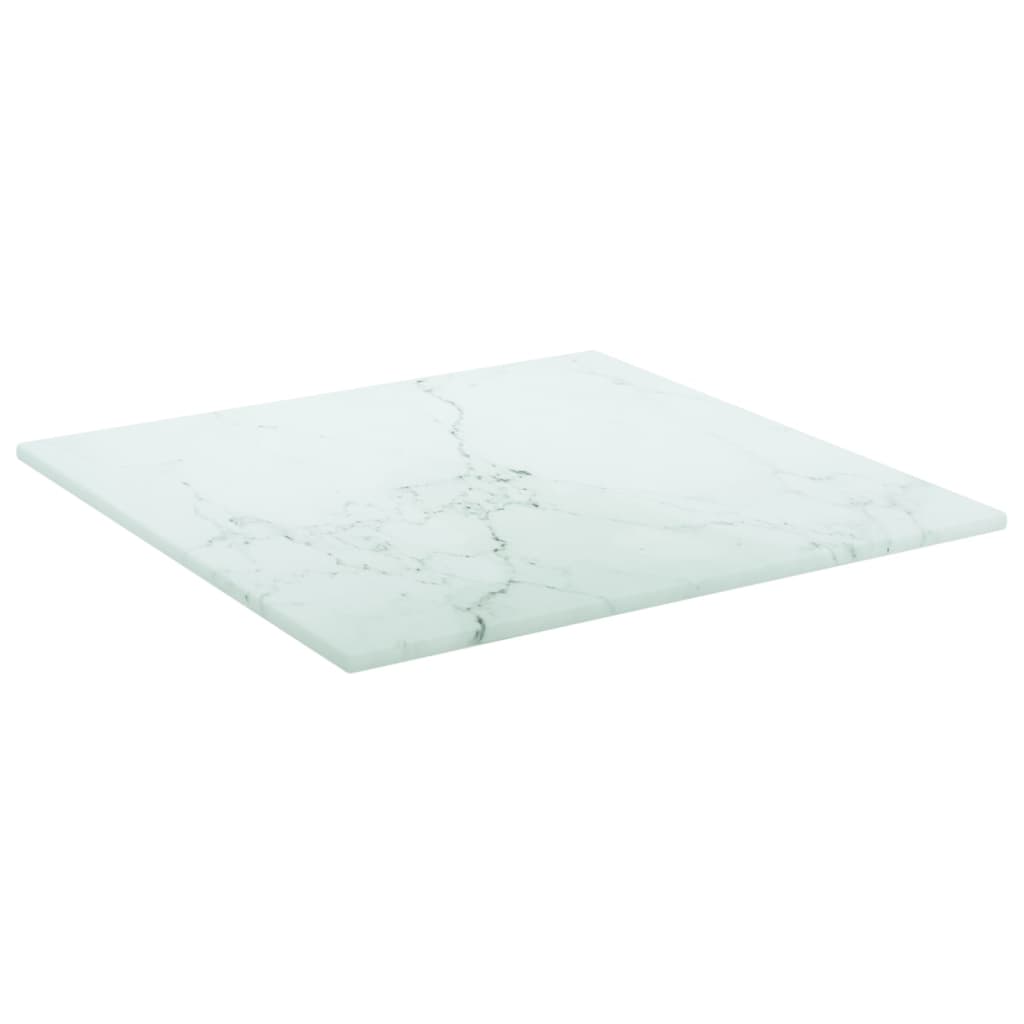 vidaXL Pöytälevy valkoinen 30x30 cm 6 mm karkaistu lasi marmorikuvio