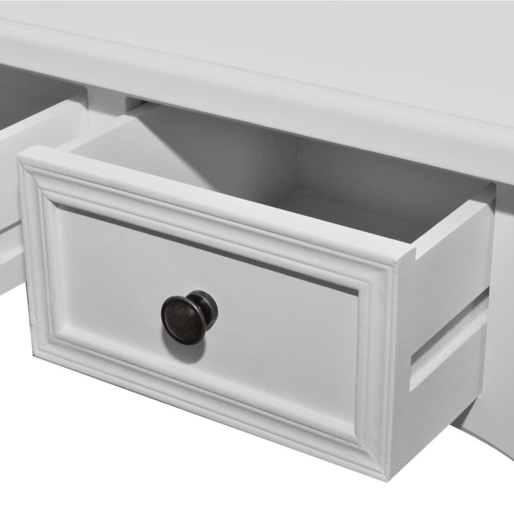 vidaXL Sivupöytä 3 laatikkoa Valkoinen