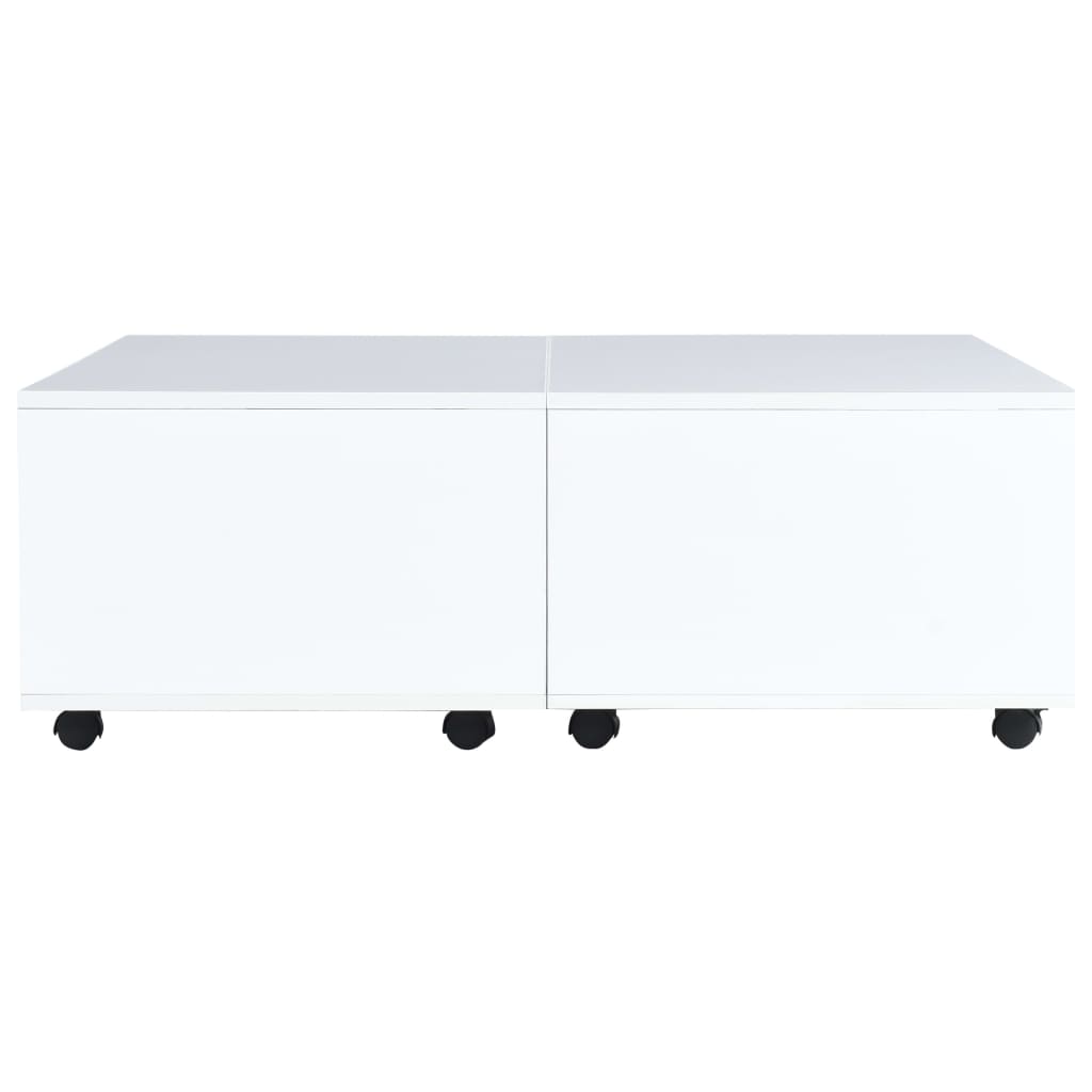 vidaXL Sohvapöytä korkeakiilto valkoinen 100x100x35 cm
