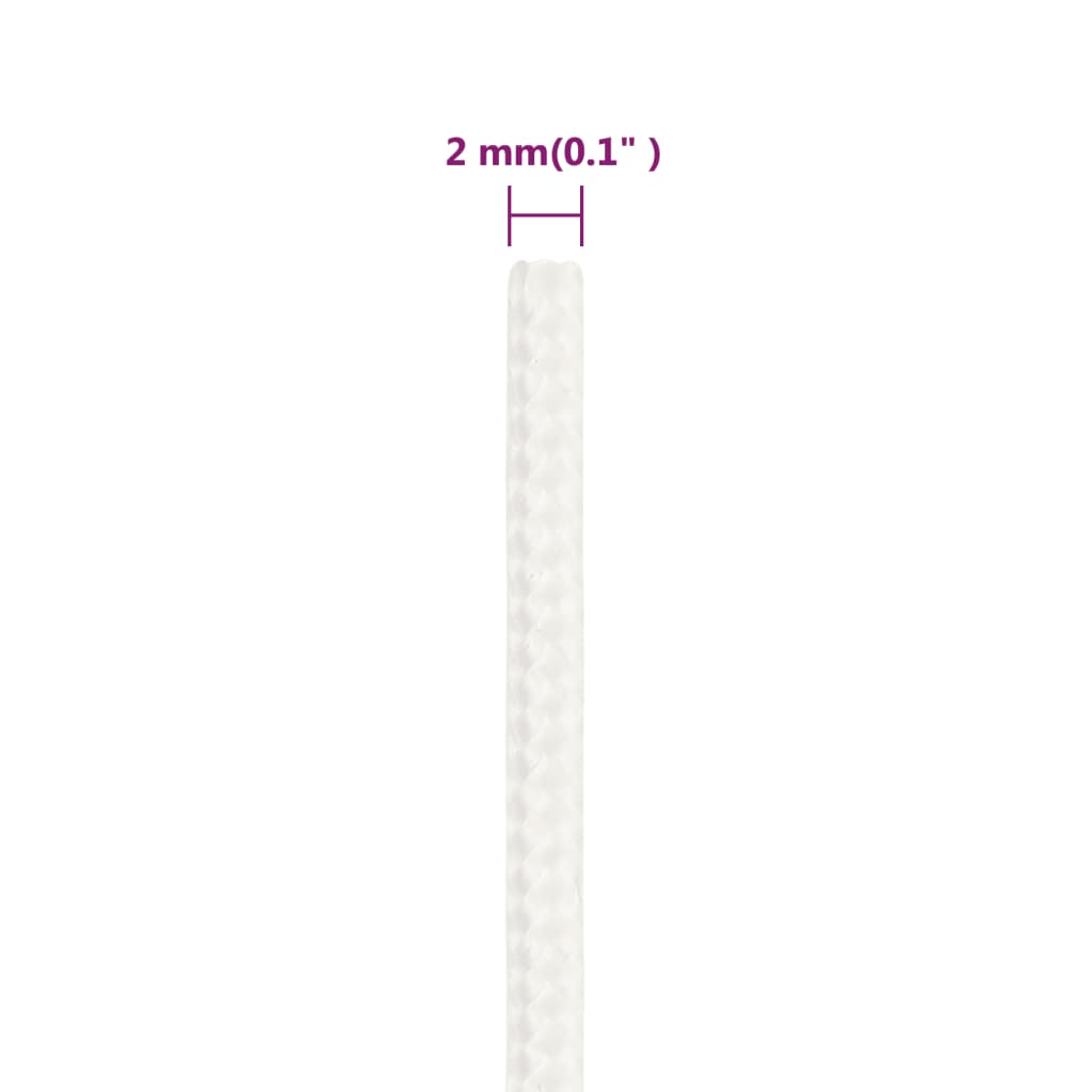 vidaXL Veneköysi täysvalkoinen 2 mm 25 m polypropeeni