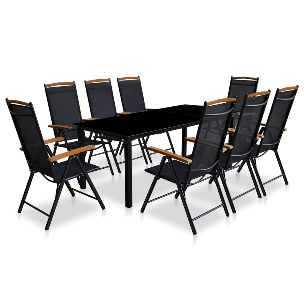vidaXL 9-osainen Ulkoruokailuryhmä kokoontaittuvat tuolit alumiini