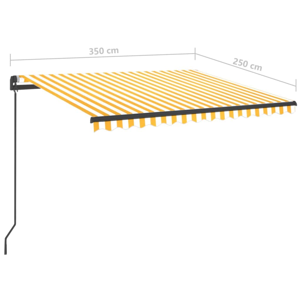 vidaXL Käsin sisäänkelattava markiisi LEDillä 3,5x2,5 m keltavalkoinen