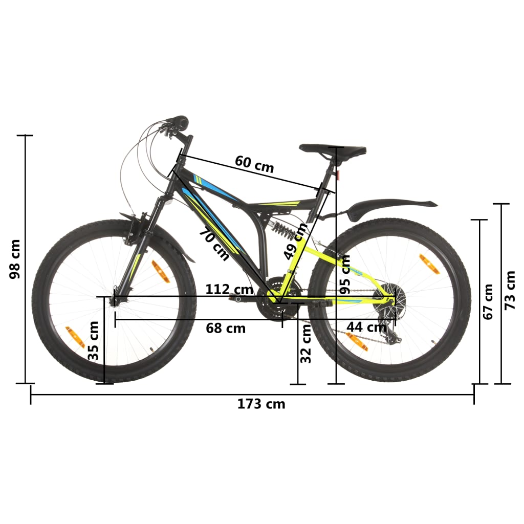 vidaXL Maastopyörä 21 vaihdetta 26" renkaat 49 cm runko musta