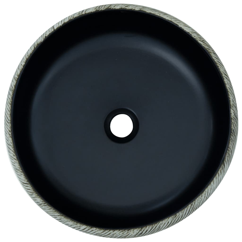 vidaXL Pesuallas työtasolle musta ja harmaa pyöreä Φ41x14cm keraaminen
