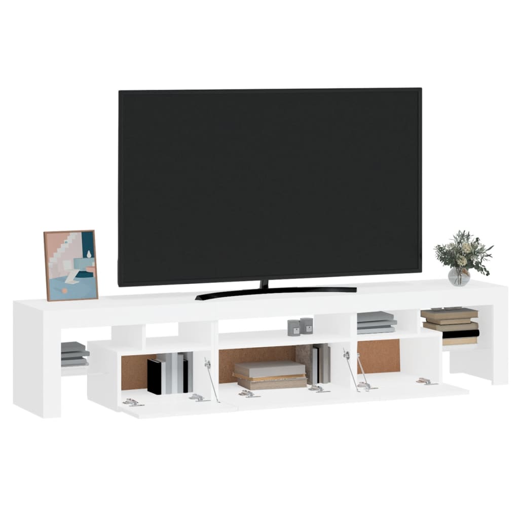 vidaXL TV-taso LED-valoilla valkoinen 200x36,5x40 cm