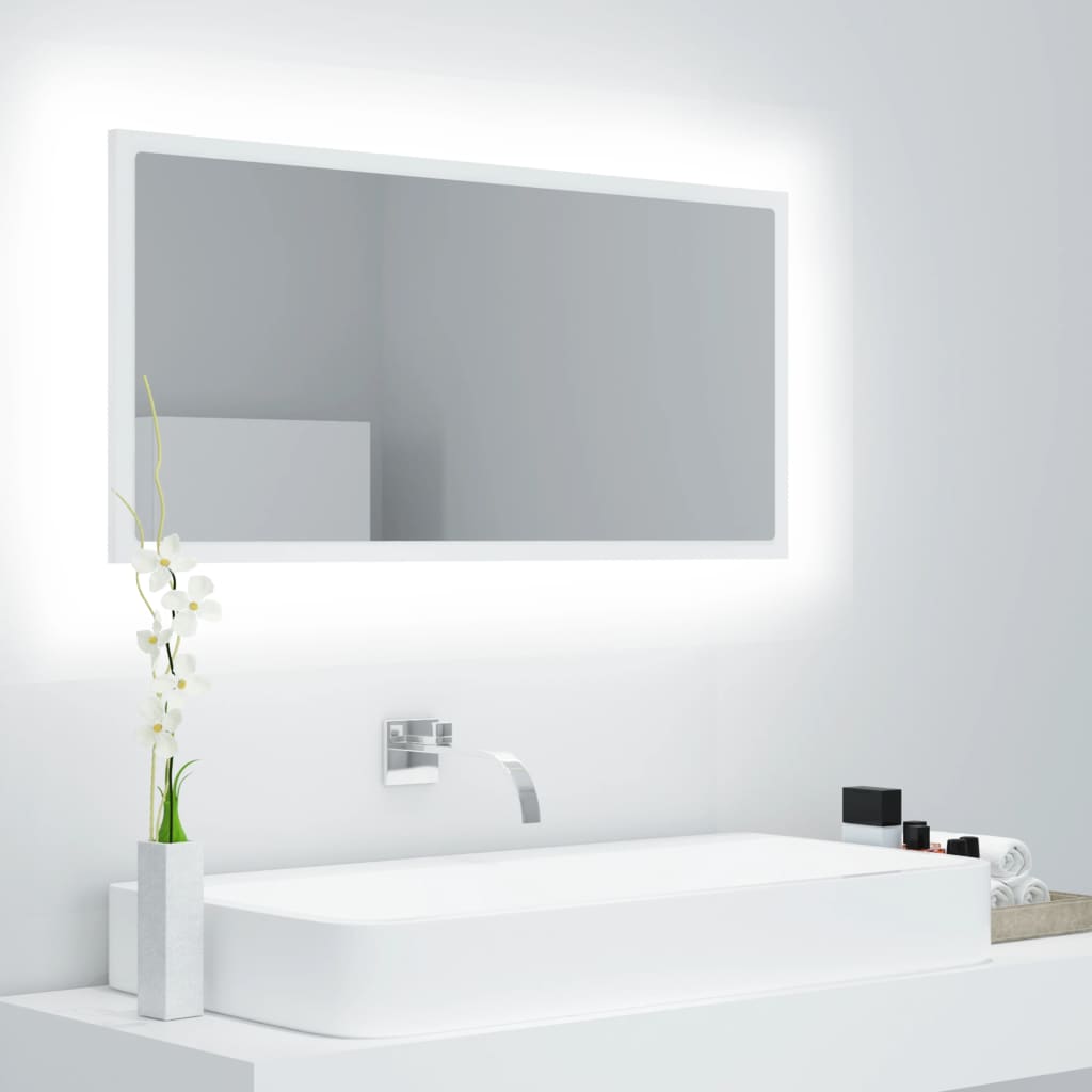 vidaXL LED-kylpyhuonepeili valkoinen 90x8,5x37 cm akryyli