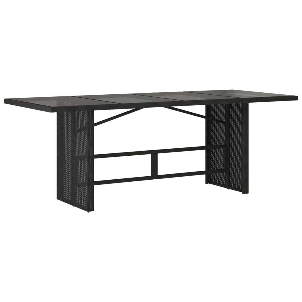 vidaXL Puutarhapöytä lasipöytälevy musta 190x80x74 cm polyrottinki